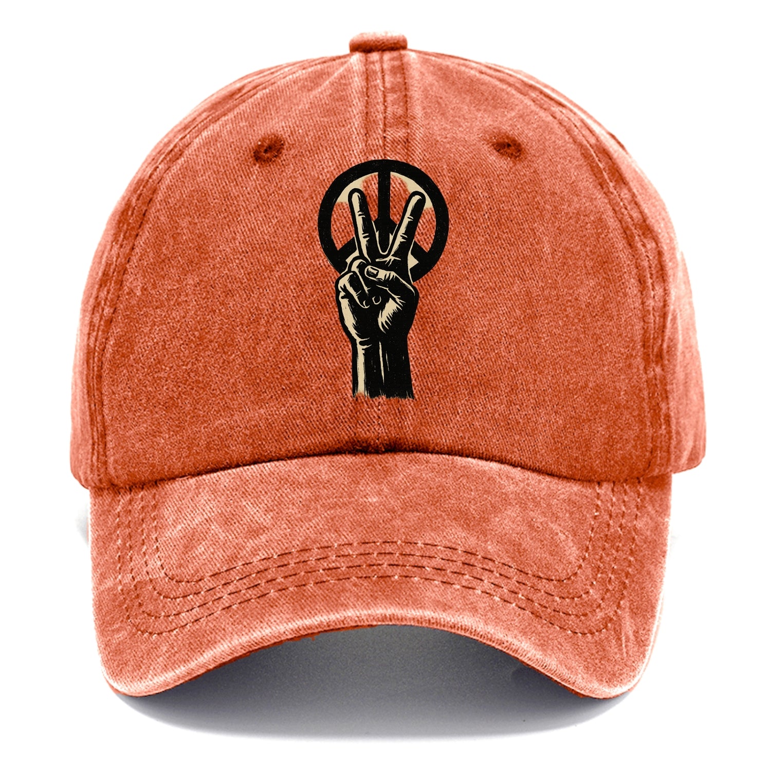 Peace sign hand gesture - anti-war movement ink brushstrokes - Classic Cap - Terracotta Clay(Orange)