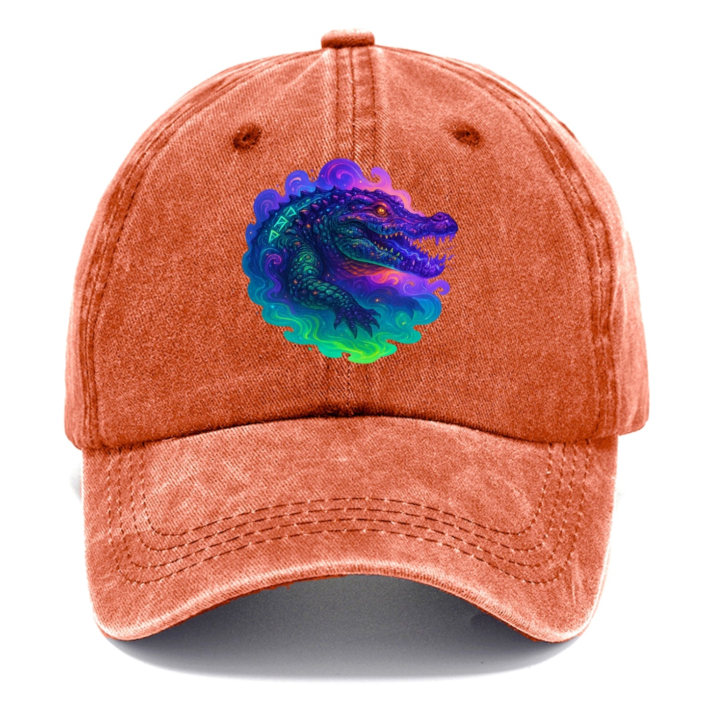 Primordial crocodile with scales pulsing plasma energy in green and purple, ancient - Classic Cap - Terracotta Clay(Orange)