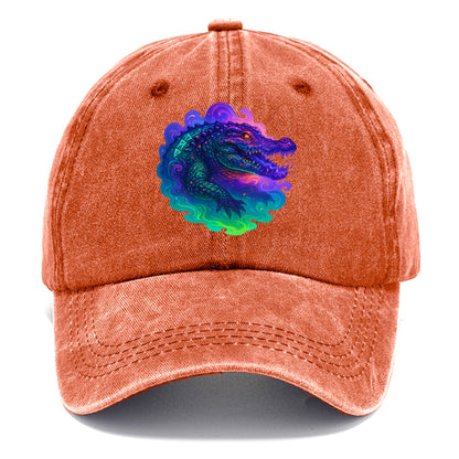 Primordial crocodile with scales pulsing plasma energy in green and purple, ancient - Classic Cap - Terracotta Clay(Orange)