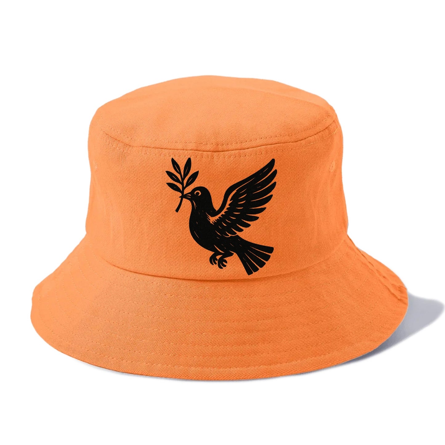 Dove carrying olive branch - peace movement ink painting - Bucket Hat - Terracotta Clay(Orange)