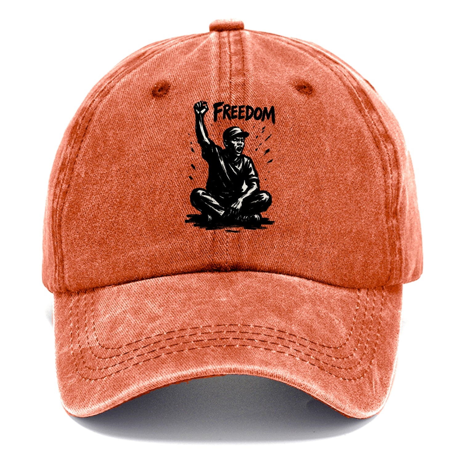 Sit-in protest figure - civil disobedience ink art - Classic Cap - Terracotta Clay(Orange)
