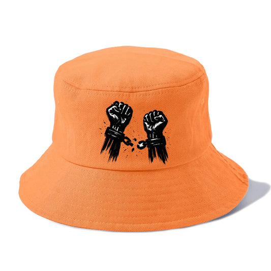 Two raised fists breaking chains - liberation and freedom ink painting - Bucket Hat - Terracotta Clay(Orange)