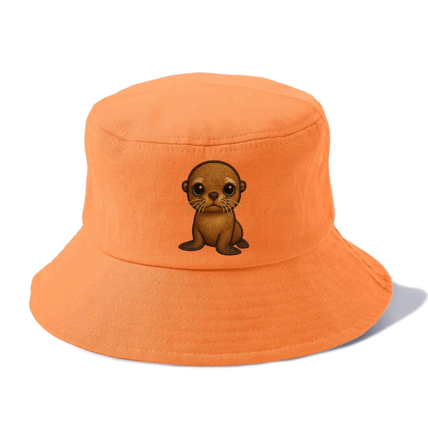 Baby California Sea Lion - golden brown, large expressive eyes, whiskers, - Bucket Hat - Terracotta Clay(Orange)