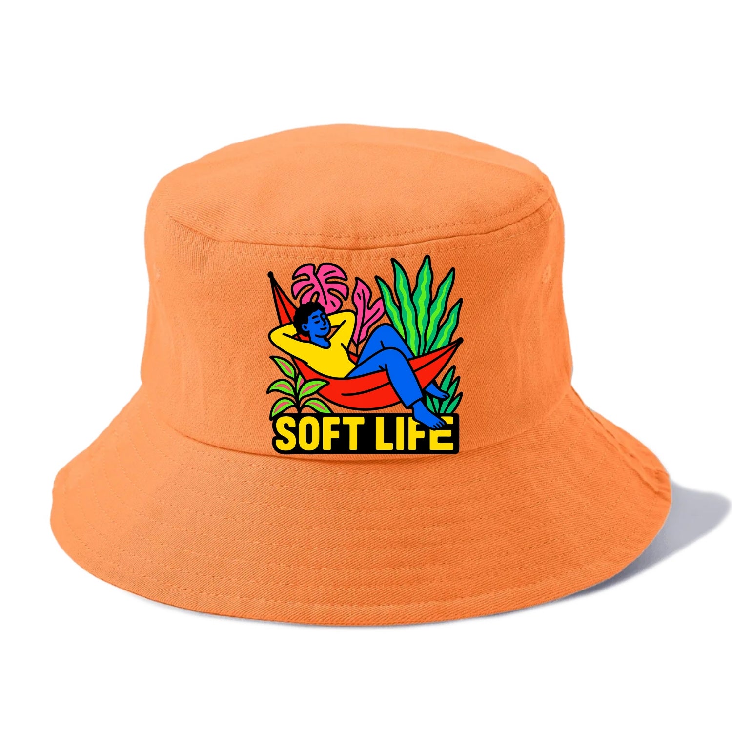 Person relaxing in hammock with plants - "soft life" aesthetic, peaceful living goals - Bucket Hat - Terracotta Clay(Orange)