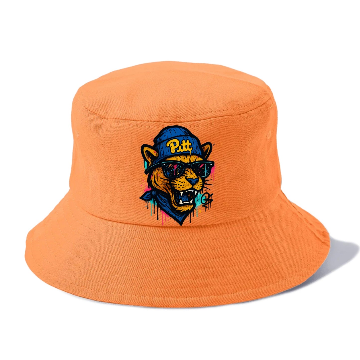 Pittsburgh Panther wearing Pitt beanie with script patch - Bucket Hat - Terracotta Clay(Orange)