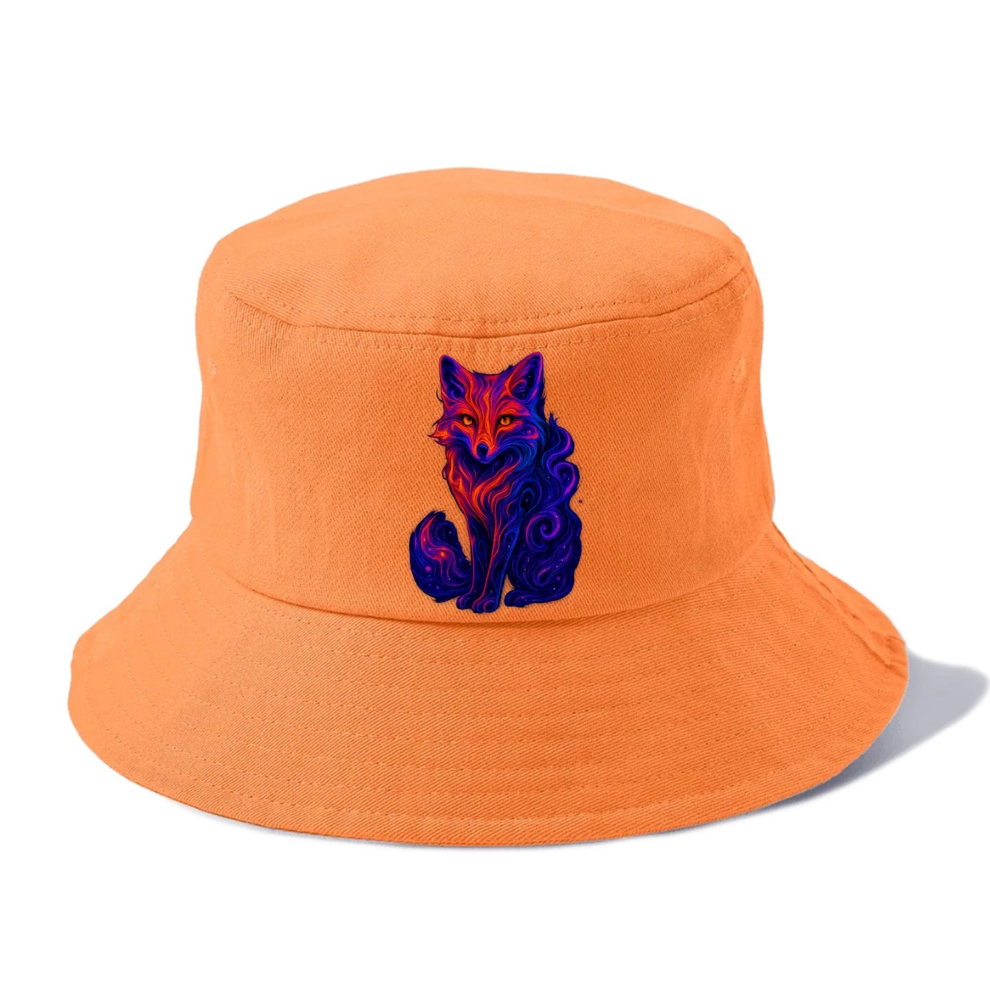 Clever fox with tail dissolving into cosmic nebula swirls, orange to purple gradient - Bucket Hat - Terracotta Clay(Orange)