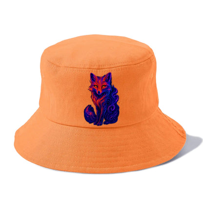 Clever fox with tail dissolving into cosmic nebula swirls, orange to purple gradient - Bucket Hat - Terracotta Clay(Orange)