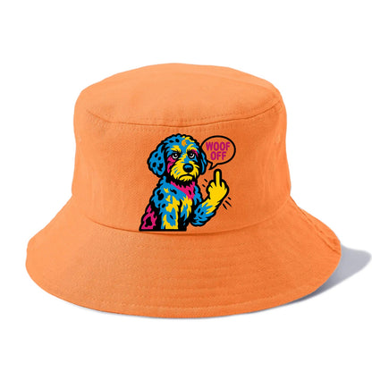 Aussiedoodle with merle patches and curly coat, playful smart paw raised - Bucket Hat - Terracotta Clay(Orange)