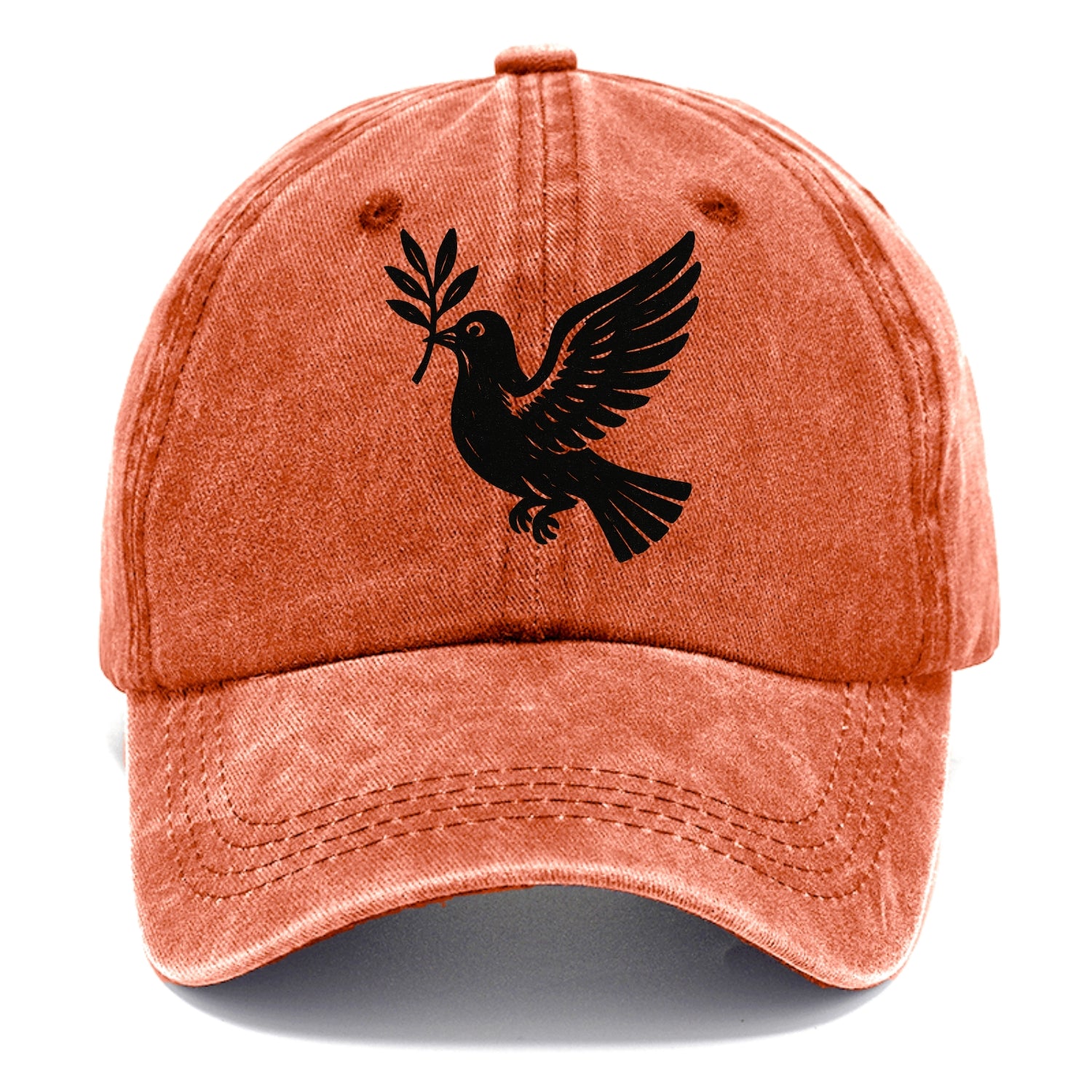 Dove carrying olive branch - peace movement ink painting - Classic Cap - Terracotta Clay(Orange)