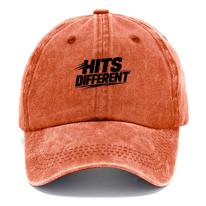 Bold typography design - "HITS DIFFERENT" - uniquely special, stands out - Classic Cap - Terracotta Clay(Orange)