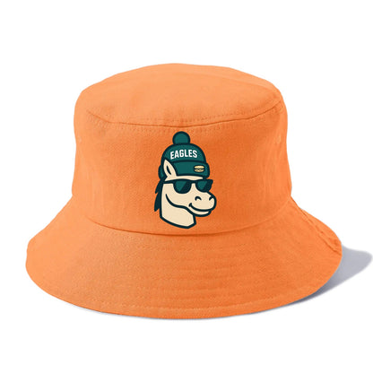 Philadelphia Horse wearing Eagles beanie with cheesesteak patch and wayfarer sunglasses - Bucket Hat - Terracotta Clay(Orange)