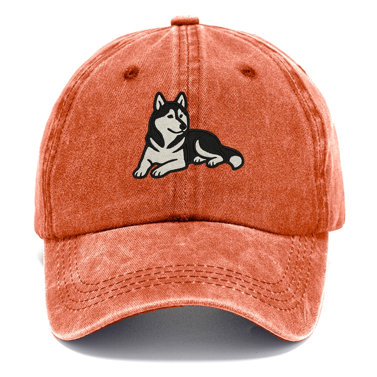 Siberian Husky - Black and white relaxed Classic Cap - Terracotta Clay(Orange)