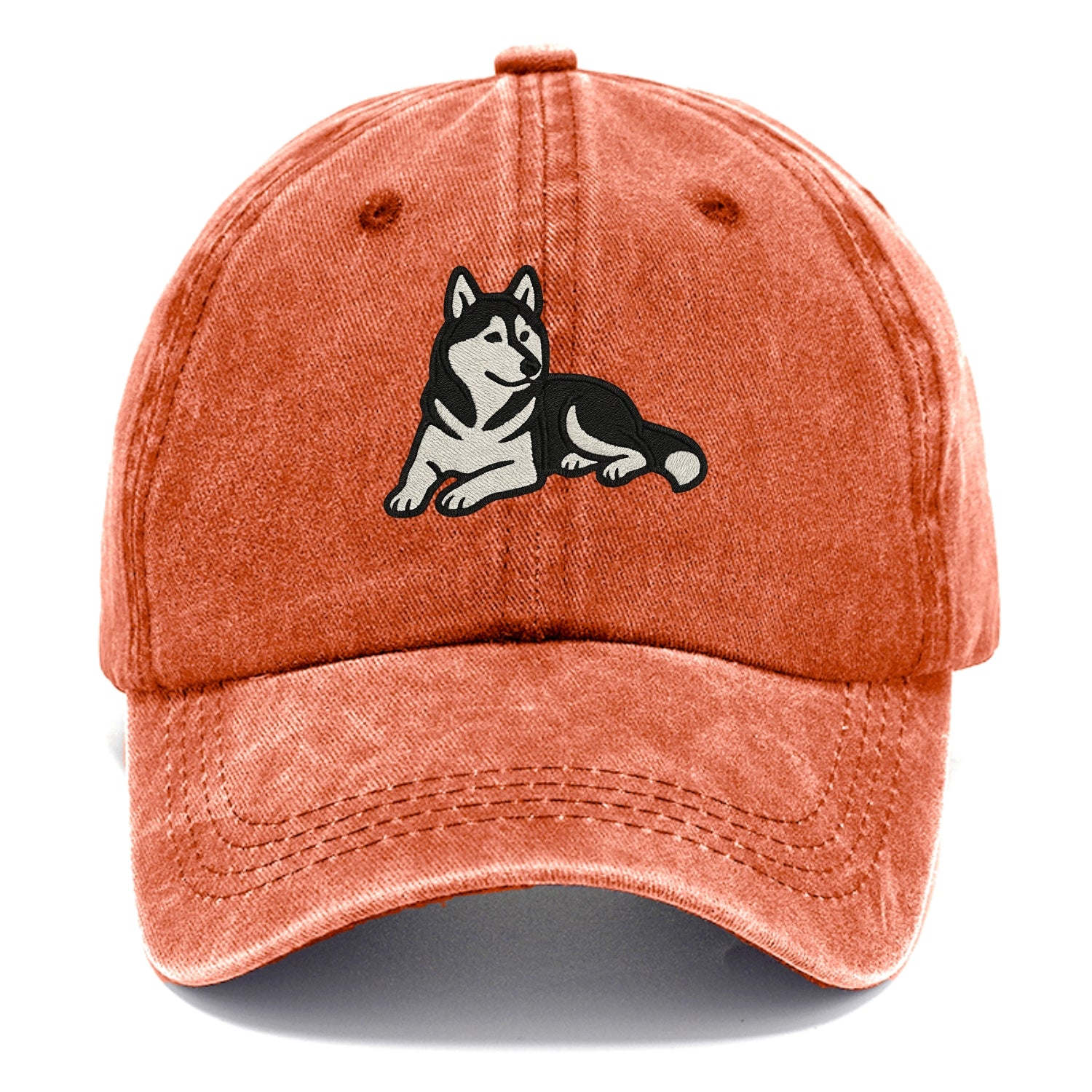 Siberian Husky - Black and white relaxed Classic Cap - Terracotta Clay(Orange)
