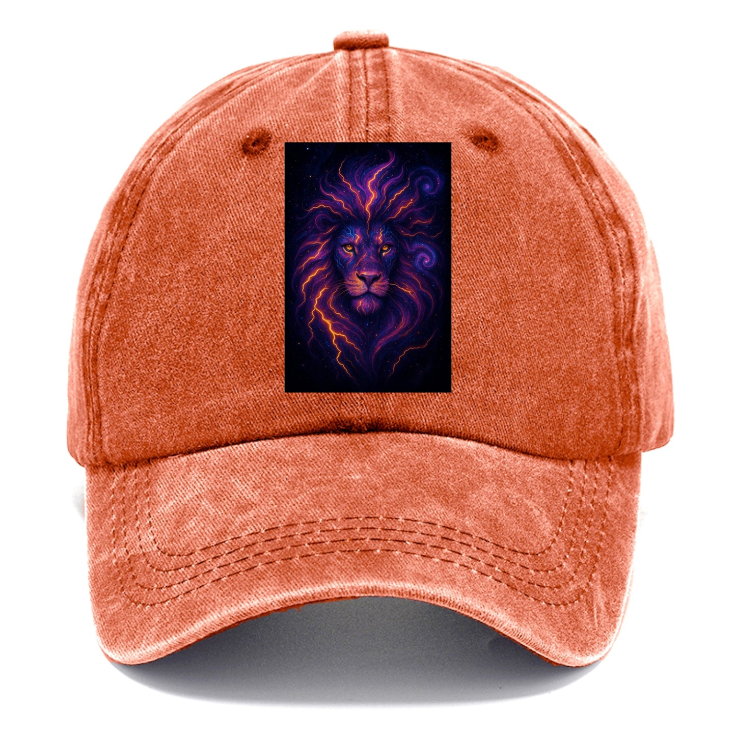 Regal lion with mane made of electric currents, neon yellow and hot pink energy - Classic Cap - Terracotta Clay(Orange)