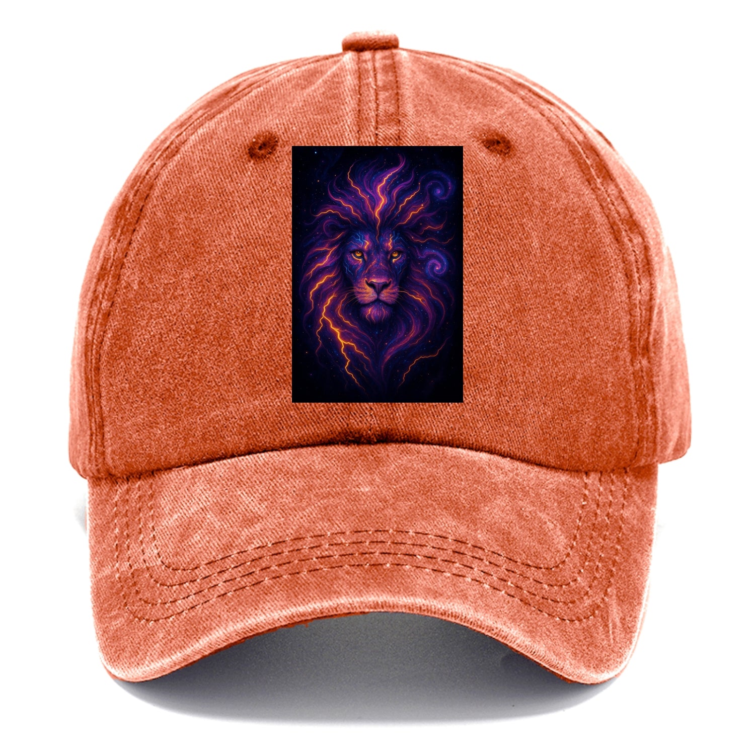 Regal lion with mane made of electric currents, neon yellow and hot pink energy - Classic Cap - Terracotta Clay(Orange)