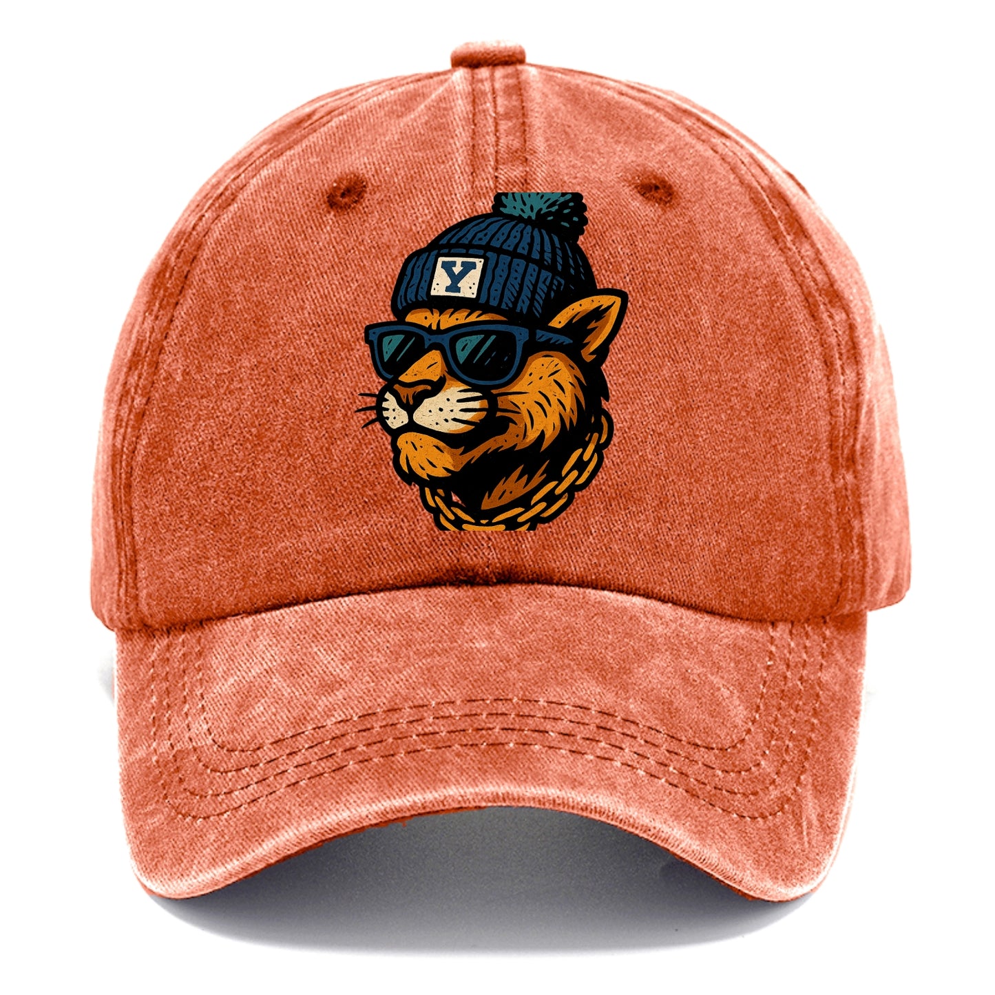 Provo Cougar wearing BYU beanie with Y patch - Classic Cap - Terracotta Clay(Orange)