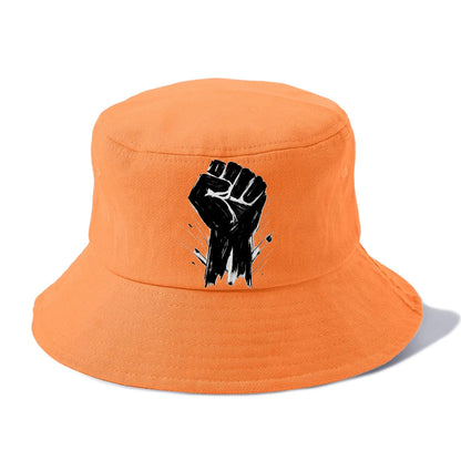 Raised fist in bold black ink brushstrokes - symbol of solidarity and resistance - Bucket Hat - Terracotta Clay(Orange)
