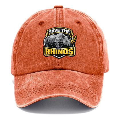 SAVE THE RHINOS - rhino silhouette in gray , horn protection - Classic Cap - Terracotta Clay(Orange)