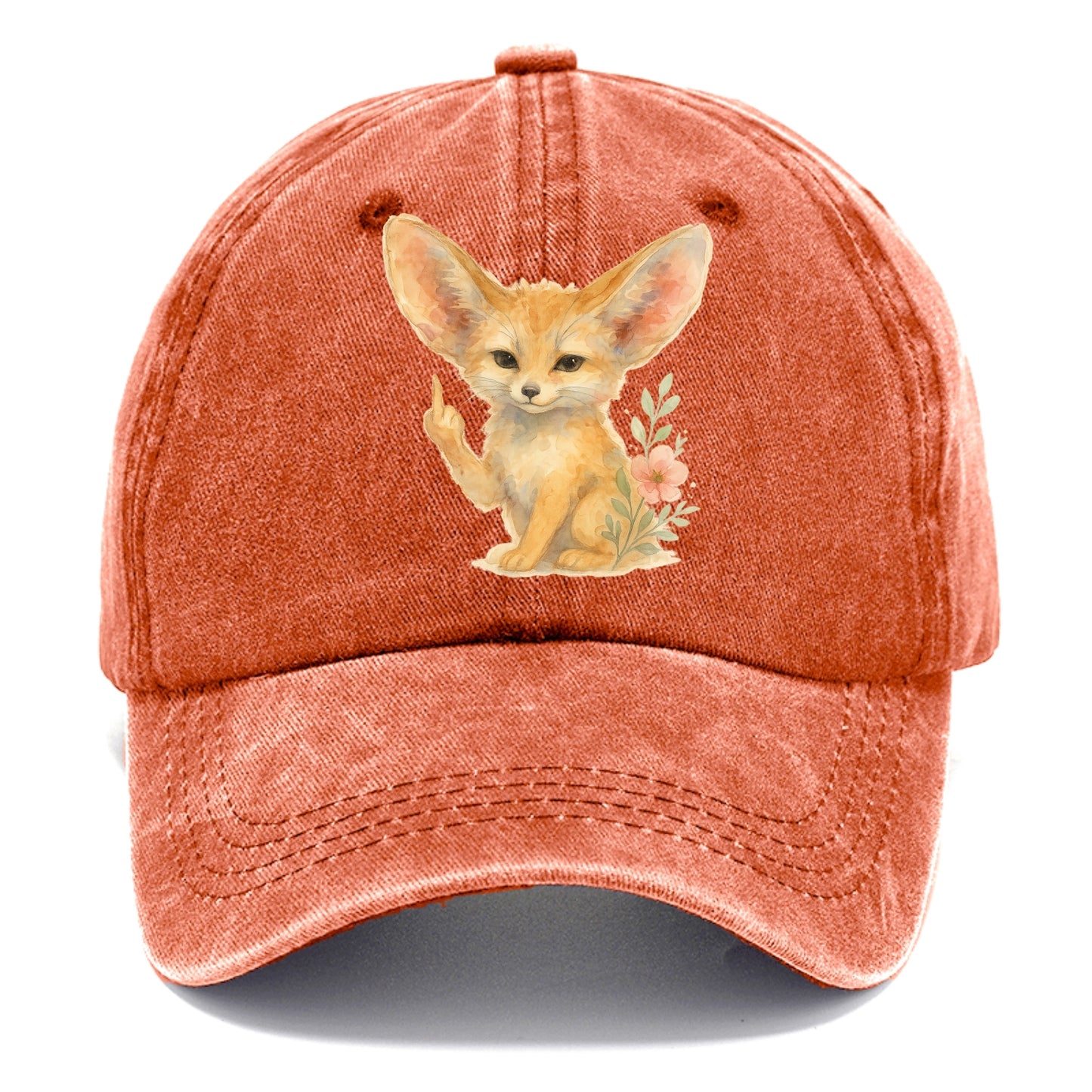 tiny fennec fox with oversized ears, one small paw raised in sass - Classic Cap - Terracotta Clay(Orange)