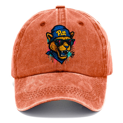 Pittsburgh Panther wearing Pitt beanie with script patch - Classic Cap - Terracotta Clay(Orange)