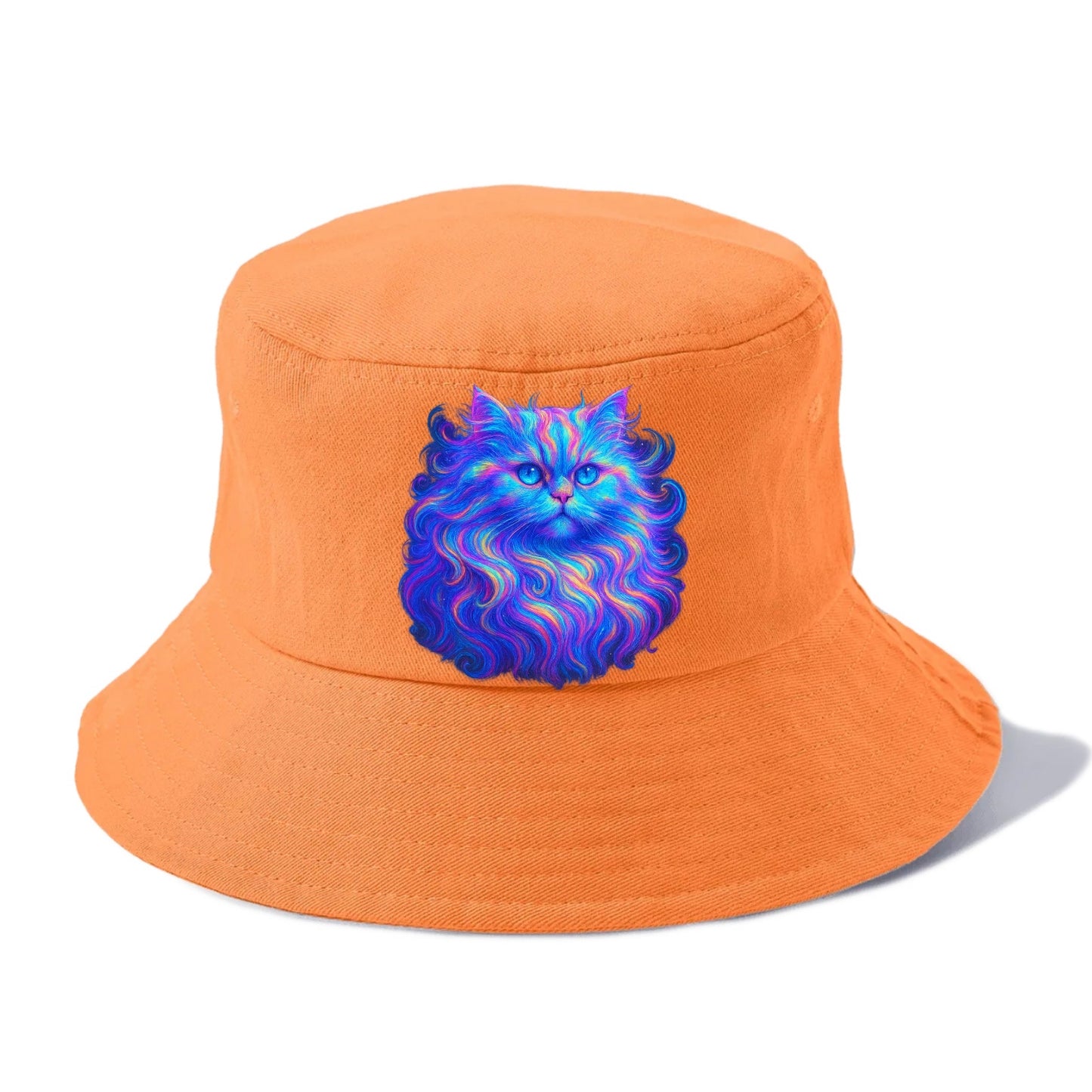 Luxurious Persian cat with flowing fur that refracts into rainbow prisms, soft pastel - Bucket Hat - Terracotta Clay(Orange)