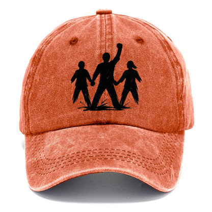 Human chain formation - unity and protection ink brushwork - Classic Cap - Terracotta Clay(Orange)