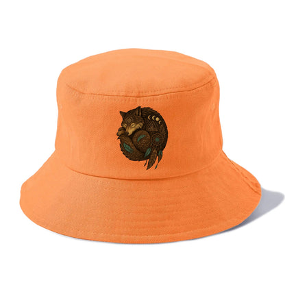 Sleeping Wolf Peace  - Bucket Hat - Terracotta Clay(Orange)