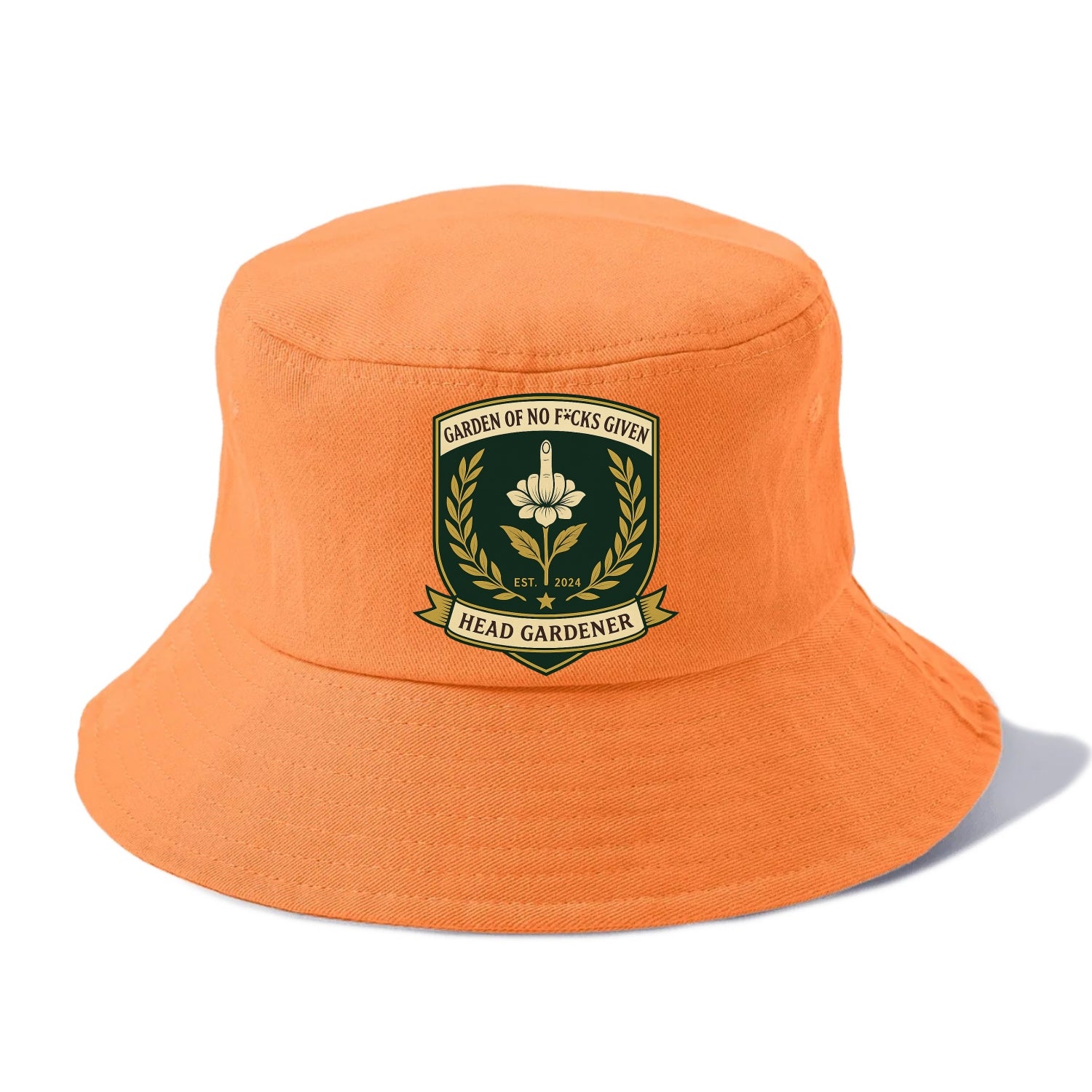 Shield with middle finger flower - "Garden of No F*cks Given - Head Gardener" - classy - Bucket Hat - Terracotta Clay(Orange)