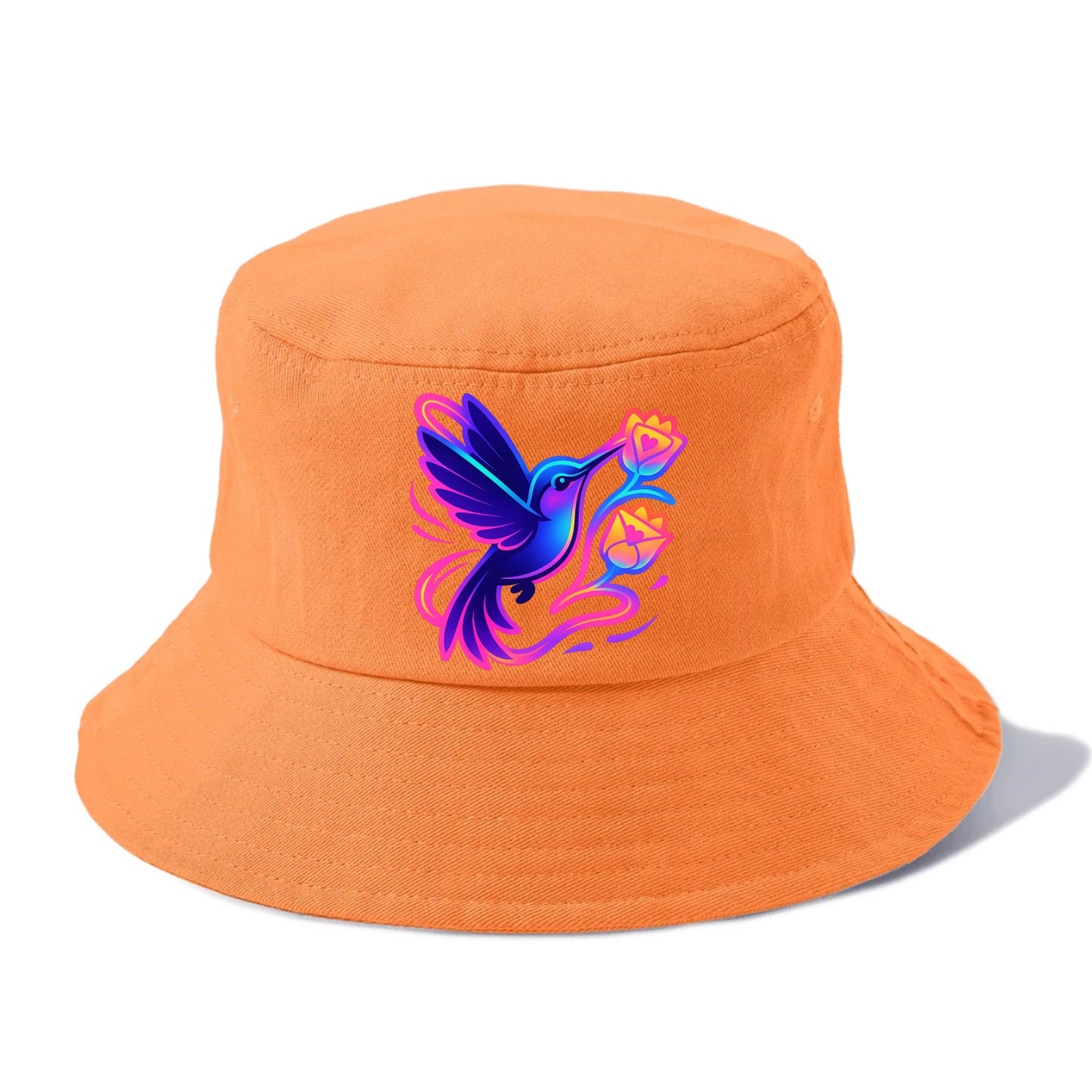 Hummingbird delivering miniature love letters tucked inside flower envelopes - Bucket Hat - Terracotta Clay(Orange)