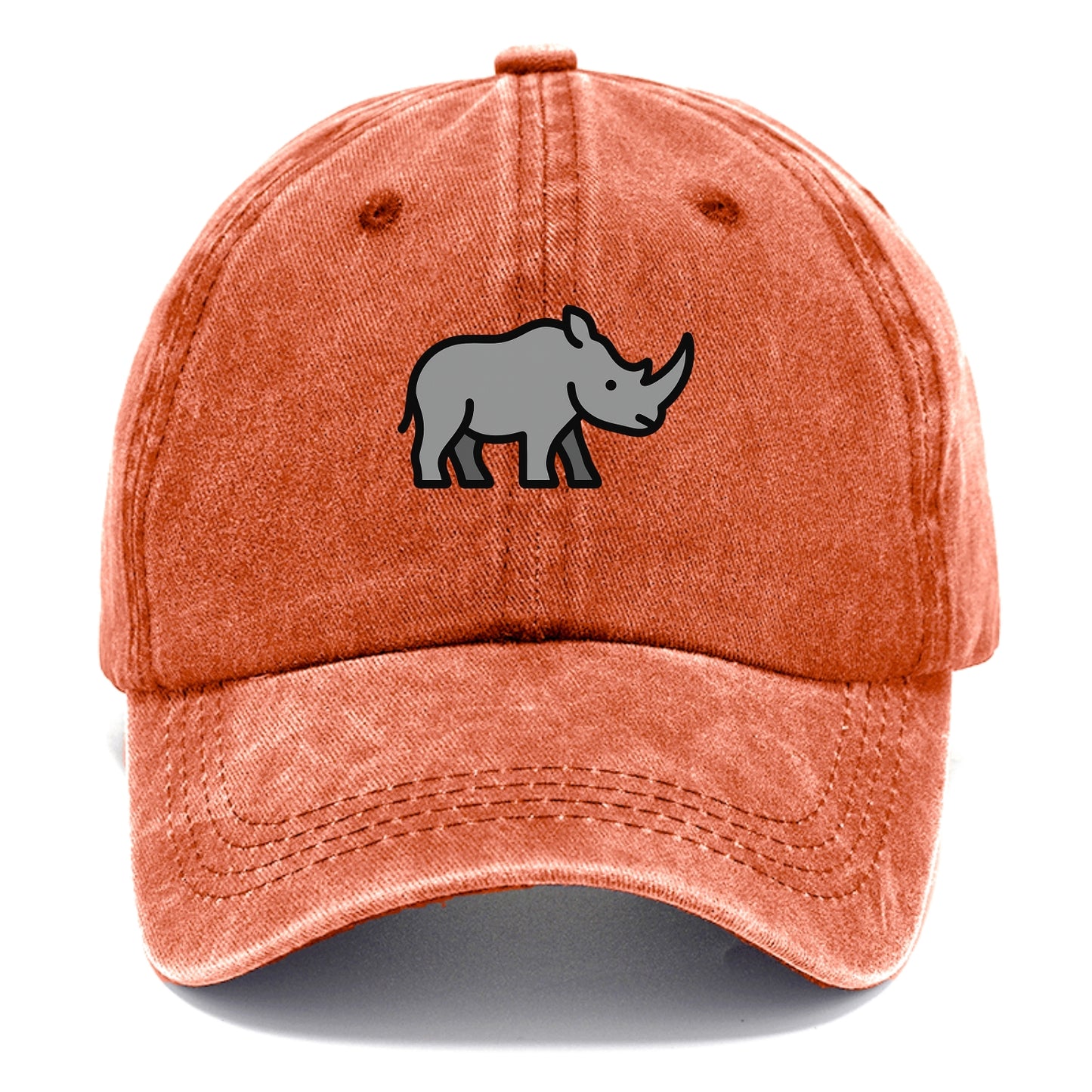 Rhinoceros - Gray with horn flat side profile - Classic Cap - Terracotta Clay(Orange)
