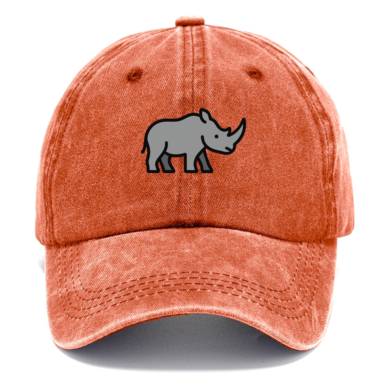 Rhinoceros - Gray with horn flat side profile - Classic Cap - Terracotta Clay(Orange)