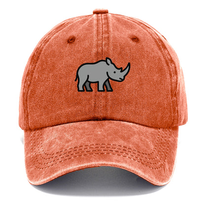 Rhinoceros - Gray with horn flat side profile - Classic Cap - Terracotta Clay(Orange)