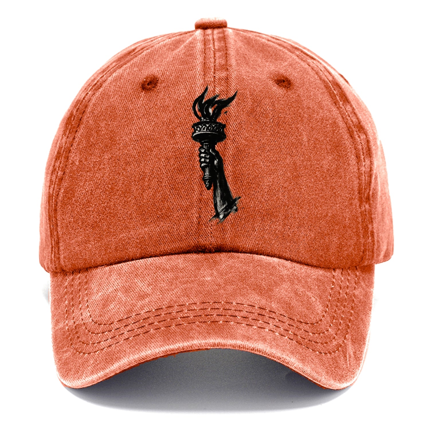 Statue of Liberty torch - freedom and democracy ink painting - Classic Cap - Terracotta Clay(Orange)