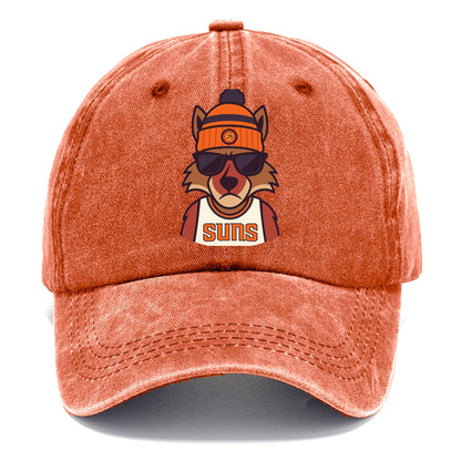 Arizona Coyote wearing Suns beanie with desert sun patch and wayfarer sunglasses - Classic Cap - Terracotta Clay(Orange)