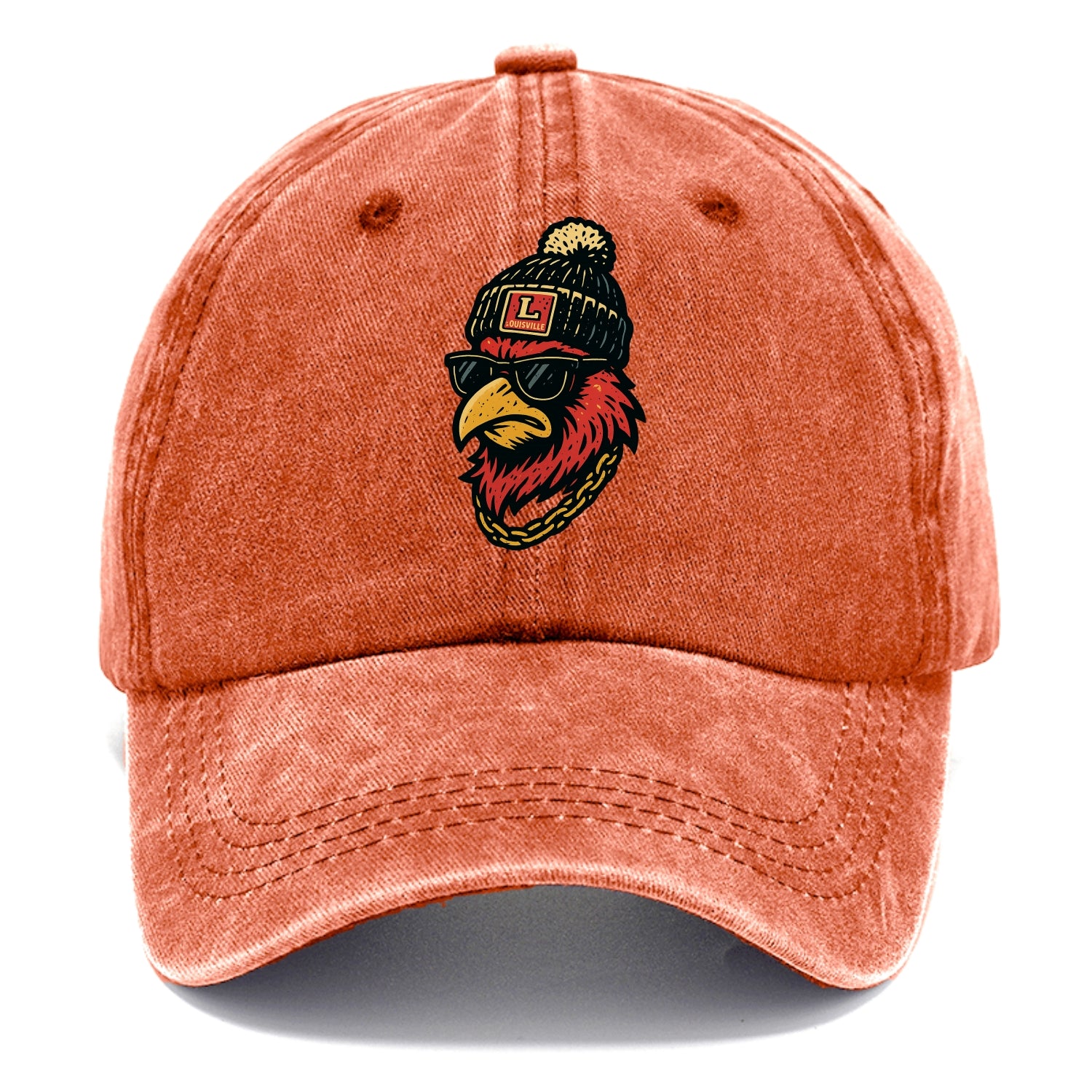 Louisville Cardinal wearing Louisville beanie with L patch - Classic Cap - Terracotta Clay(Orange)