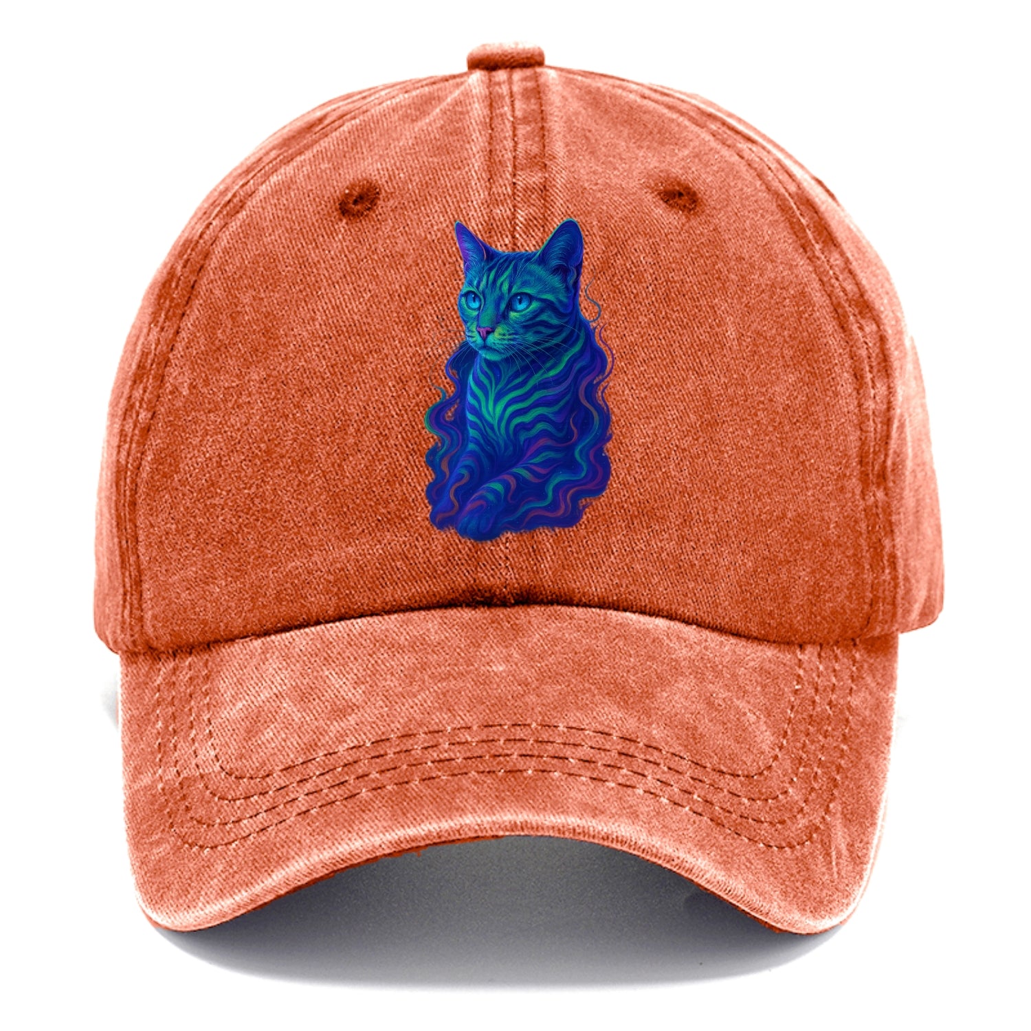 Exotic Bengal cat with aurora borealis colors flowing through its stripes, green and - Classic Cap - Terracotta Clay(Orange)