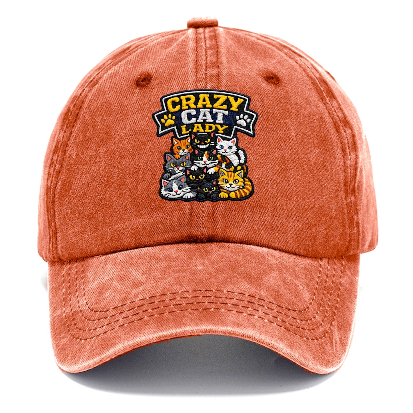CRAZY CAT LADY - cat pile in multicolor , cat collector - Classic Cap - Terracotta Clay(Orange)