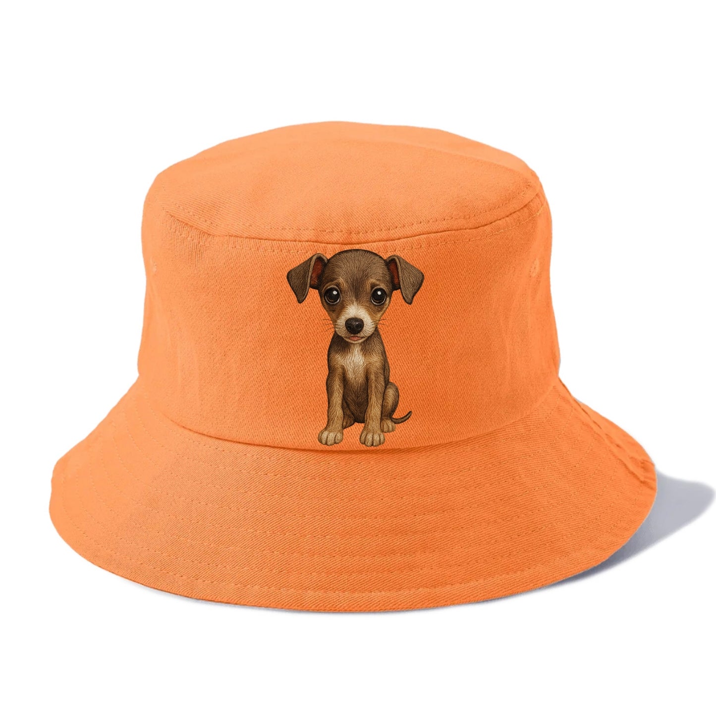 Baby Italian Greyhound Puppy - sleek tiny body, long legs, gentle eyes, front-facing, - Bucket Hat - Terracotta Clay(Orange)