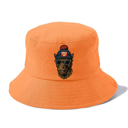 Dallas Mustang wearing SMU beanie with pony patch - Bucket Hat - Terracotta Clay(Orange)