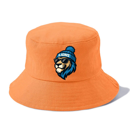 Detroit Lion wearing Lions Honolulu blue and silver beanie with pom pom and wayfarer - Bucket Hat - Terracotta Clay(Orange)