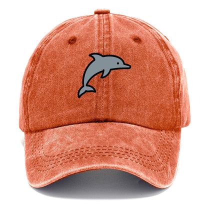 Bottlenose Dolphin - Gray jumping pose flat side profile - Classic Cap - Terracotta Clay(Orange)