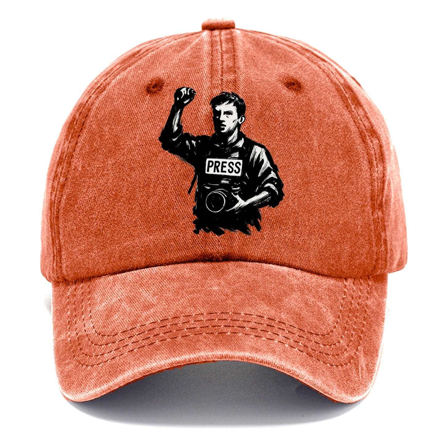 Journalist with camera - press freedom ink painting - Classic Cap - Terracotta Clay(Orange)