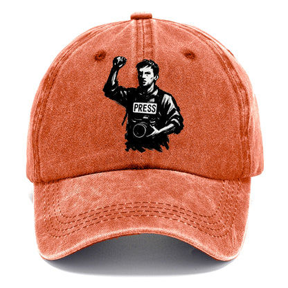 Journalist with camera - press freedom ink painting - Classic Cap - Terracotta Clay(Orange)