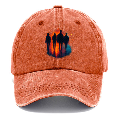 gang of silhouettes walking together at sunset by the beach - Classic Cap - Terracotta Clay(Orange)