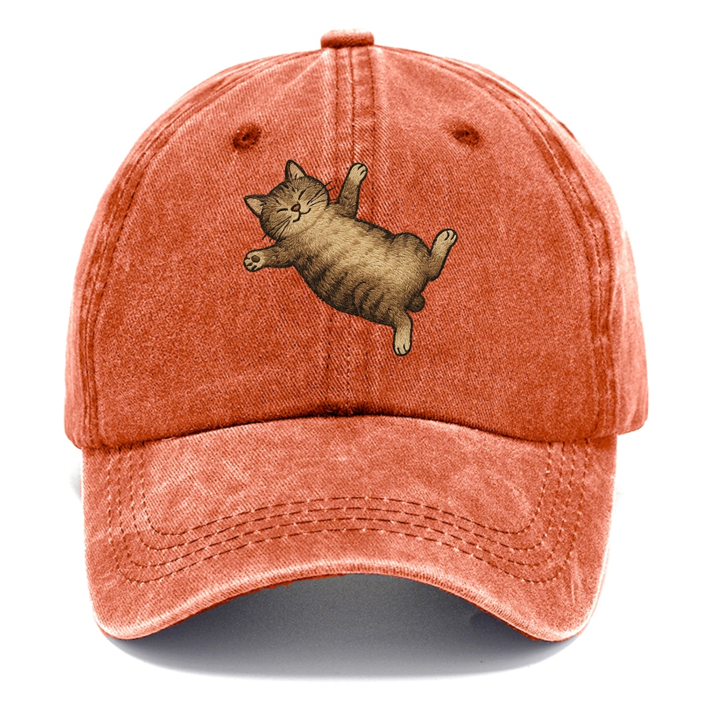 Manx  fully relaxed sprawled out embroid Classic Cap - Terracotta Clay(Orange)