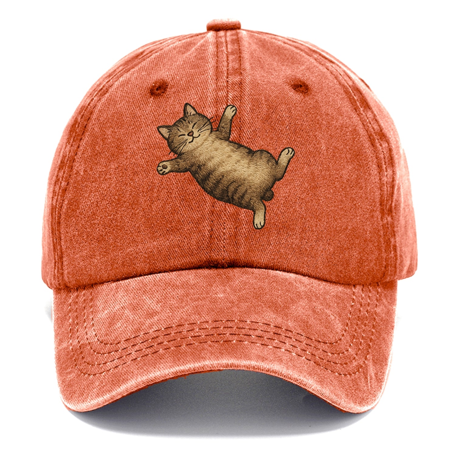 Manx  fully relaxed sprawled out embroid Classic Cap - Terracotta Clay(Orange)