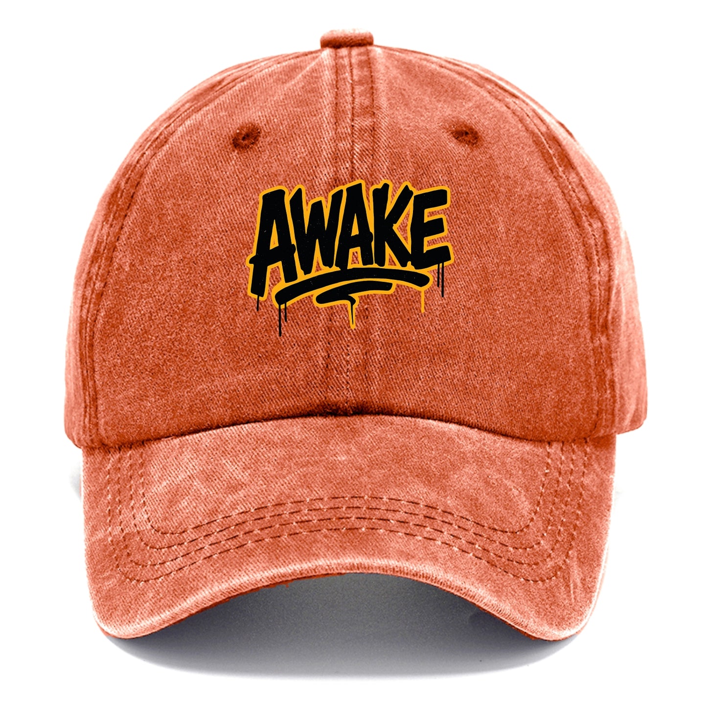 Bold typography design - "AWAKE" - conscious, aware, alert - Classic Cap - Terracotta Clay(Orange)