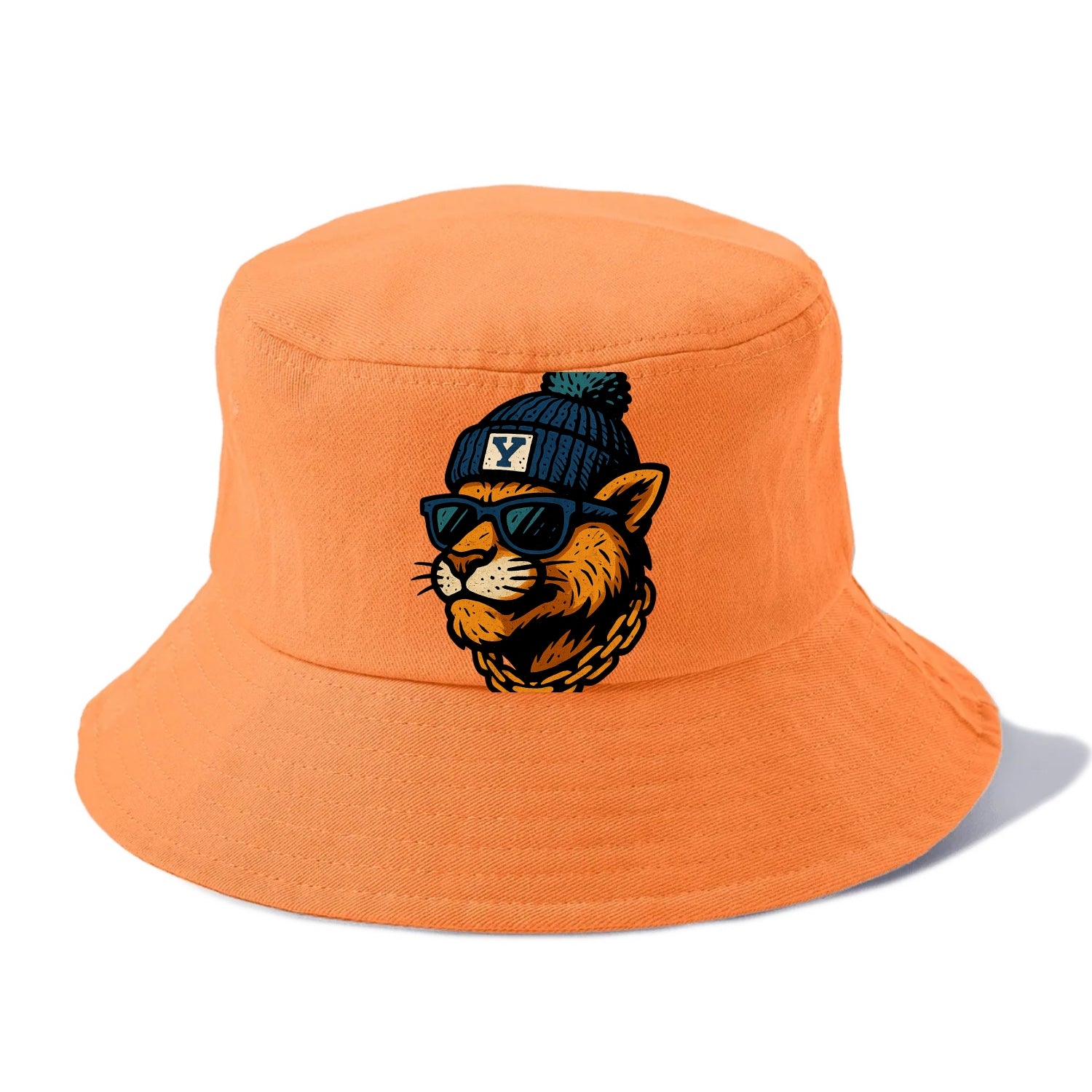 Provo Cougar wearing BYU beanie with Y patch - Bucket Hat - Terracotta Clay(Orange)