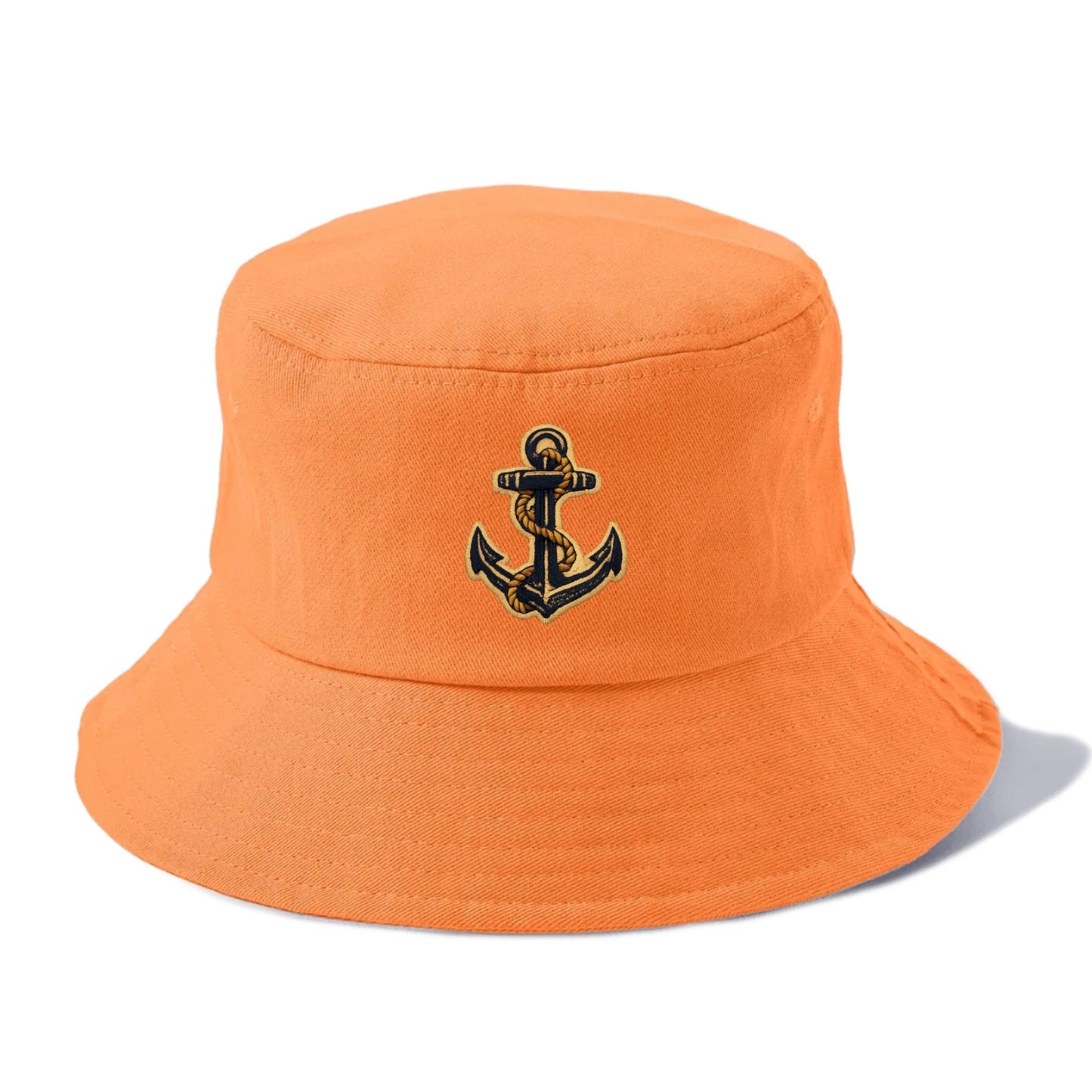 ANCHOR ROPE - classic anchor with rope in navy and gold , sailor - Bucket Hat - Terracotta Clay(Orange)