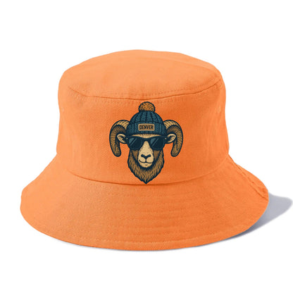 Colorado Rocky Mountain Bighorn Sheep wearing Denver beanie with pom pom and wayfarer - Bucket Hat - Terracotta Clay(Orange)